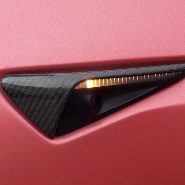 Tesla Model Y Legacy /S/X için Gerçek Karbon Fiber Yan Kamera Kapakları ( SR ve Junipere Uygun değildir)