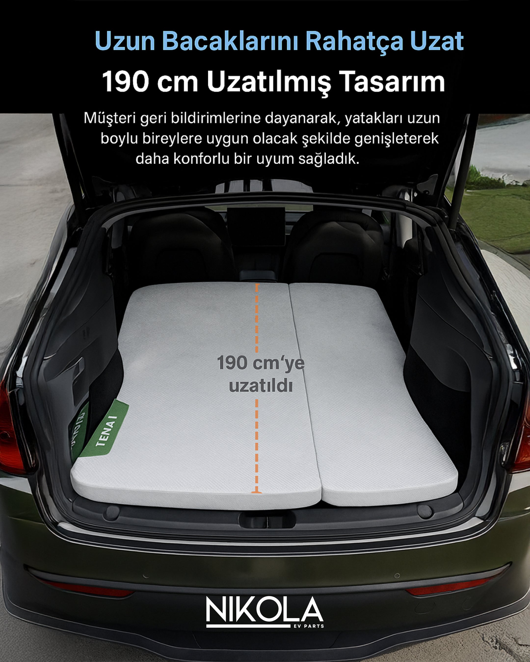 Tesla Model Y TEMAI Memory Foam Kamp Yatağı