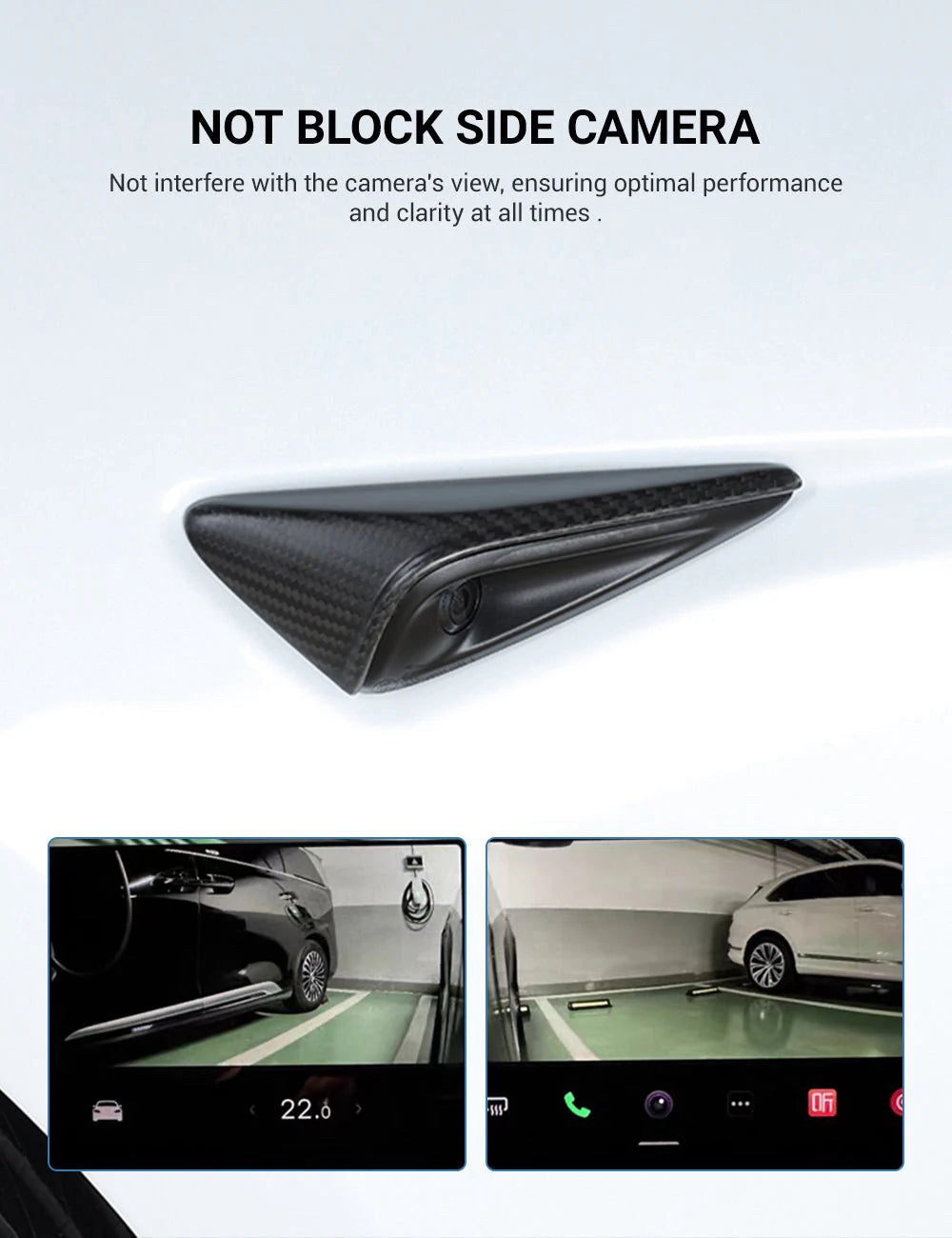 Tesla Model  Y Legacy /S/X için Gerçek Karbon Fiber Yan Kamera Kapakları ( SR ve Junipere Uygun değildir)