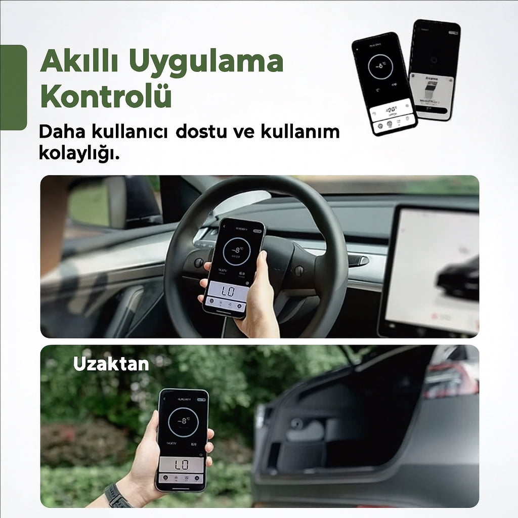 Tesla Model Y Legacy ile Uyumlu TEMAI 16L Kapasiteli Mini Buzdolabı, Çift Bölmeli Soğutma ve Dondurma Özellikli, LED Ekranlı ( JUNIPER İLE UYUMLU DEĞİLDİR !)