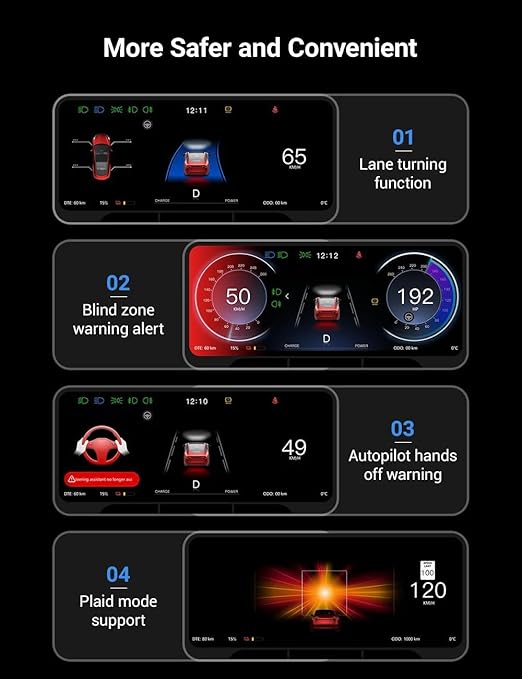 Tesla Model Y ve Model 3 ile uyumlu 9 inch Gösterge Ekranı, Carplay ve Android Uyumlu (ön kamera dahil değildir)